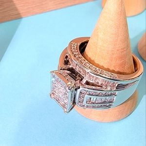 White gold diamond ring sz 8 approximately 3.5 karat weight.mixed diamond cuts